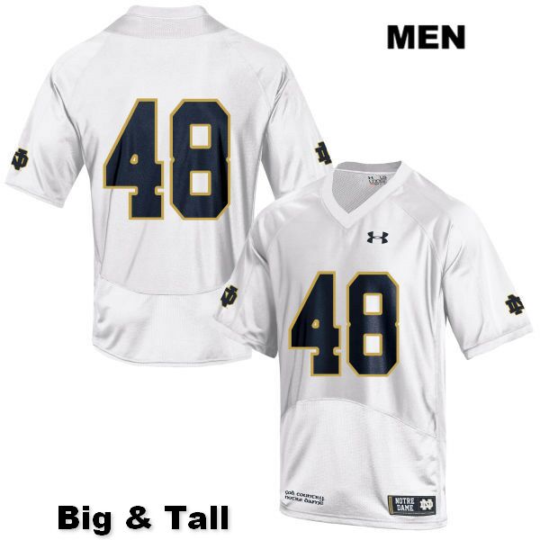 Men's NCAA Notre Dame Fighting Irish #48 Xavier Lezynski Stitched College Under Armour Authentic White Big & Tall No Name Football Jersey QO10Z82WJ